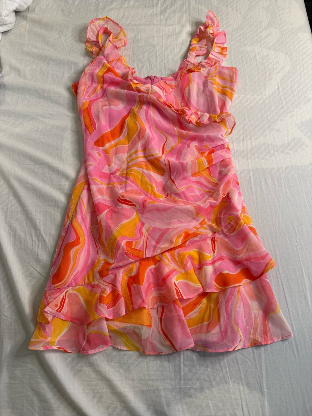 Pink Swirl Ruffle Dress - Picture 2 of 4